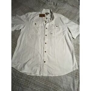Duluth Trading Short sleeve Shirt Mens Size XL-White Button front-NEW